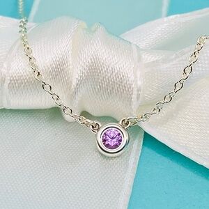 Tiffany & Co. Peretti by the yard pink sapphire 925 16” necklace box MSRP $600